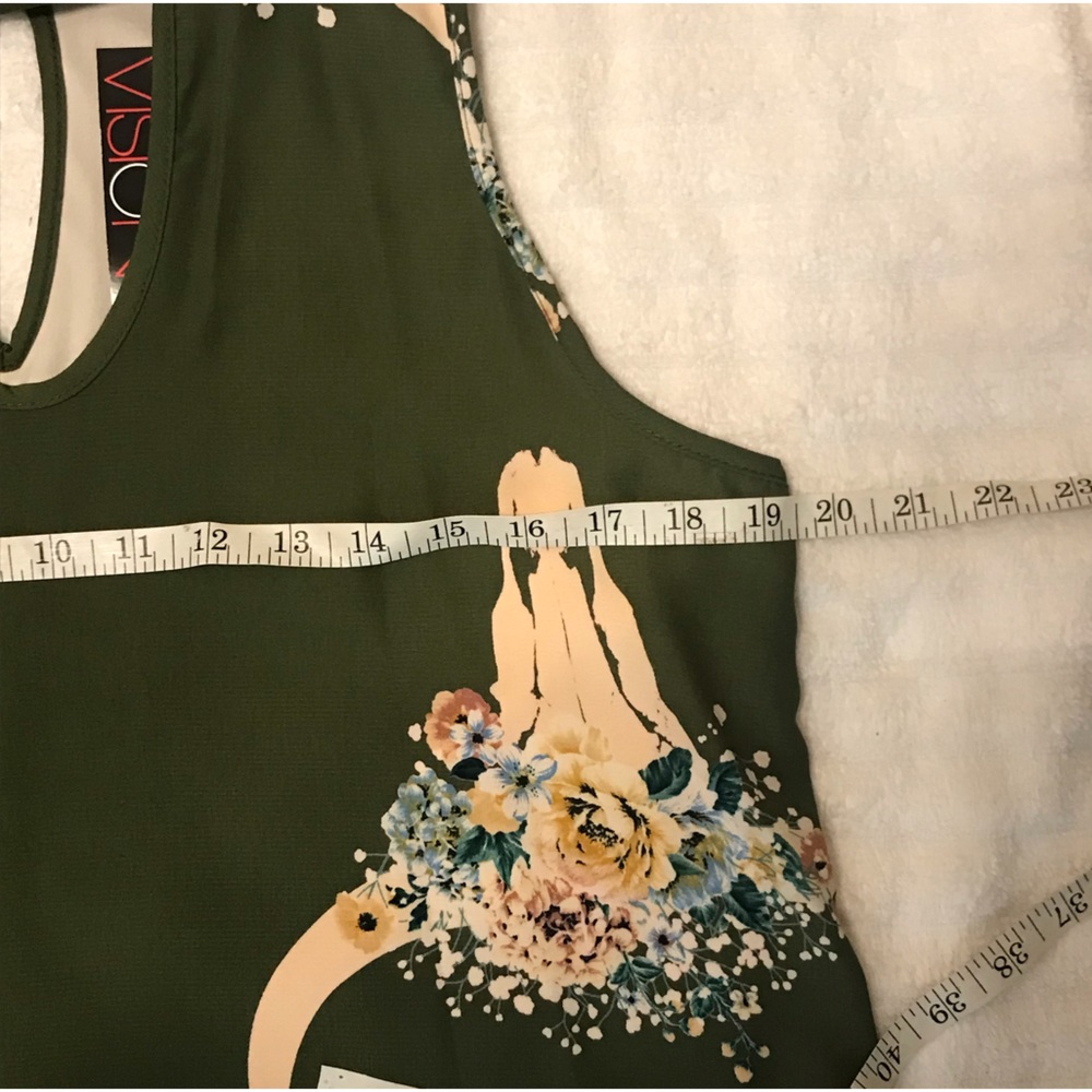 NWT Vision Women’s Edgy Boho Shift Dress M Green Clean Smoke & Per Free Home. - Picture 11 of 11